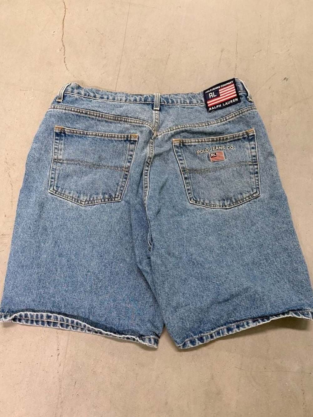Vintage Polo Jeans Co. Ralph Lauren Baggy Denim Flag Shorts - Size 34